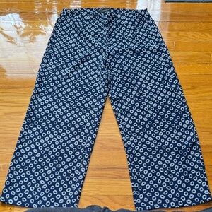NWOT Talbots Navy and White Wide Leg Patterned Light Weight Pants